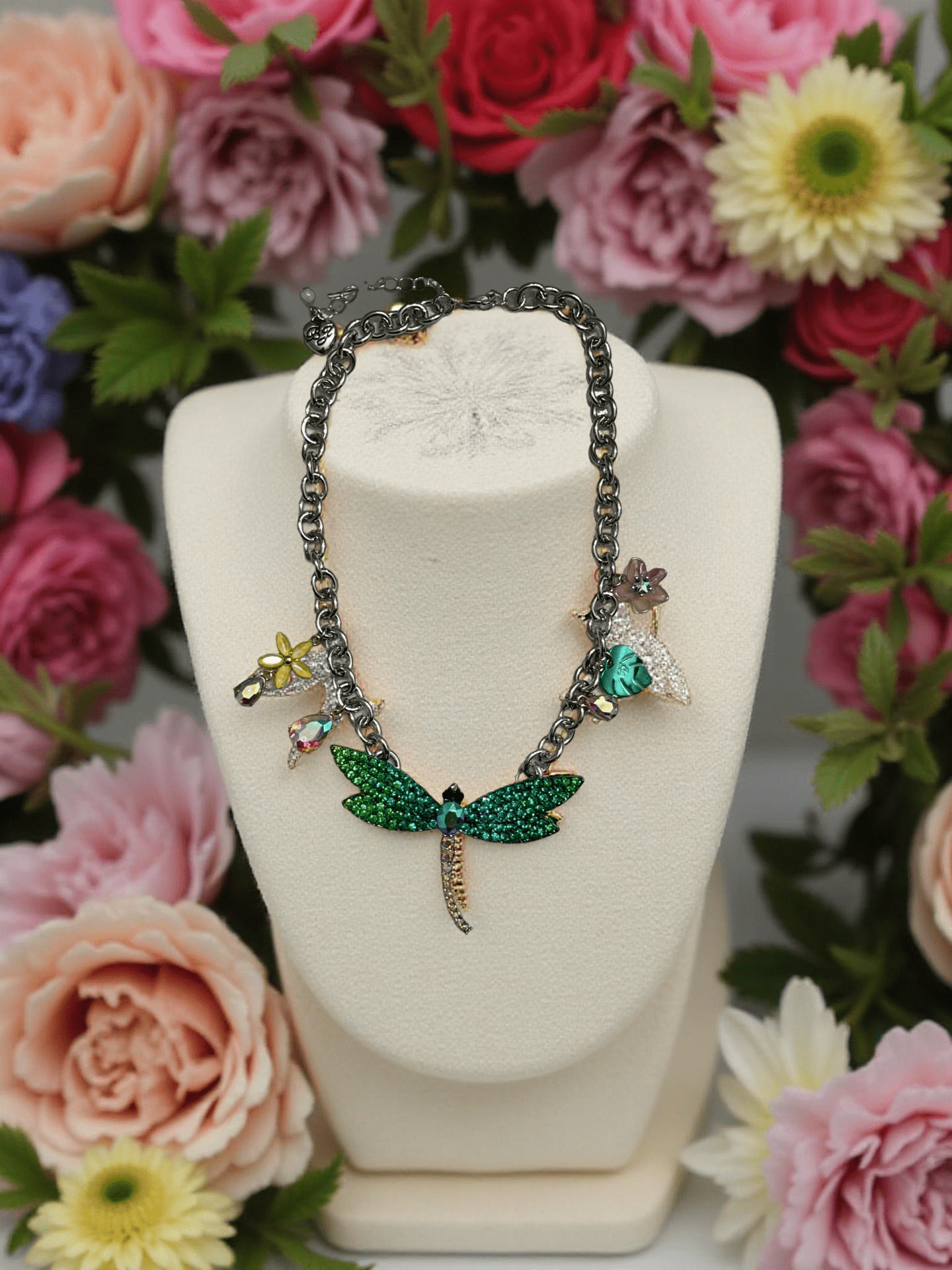 Green Dragonfly Crystal Necklace - Reed House of Jewels