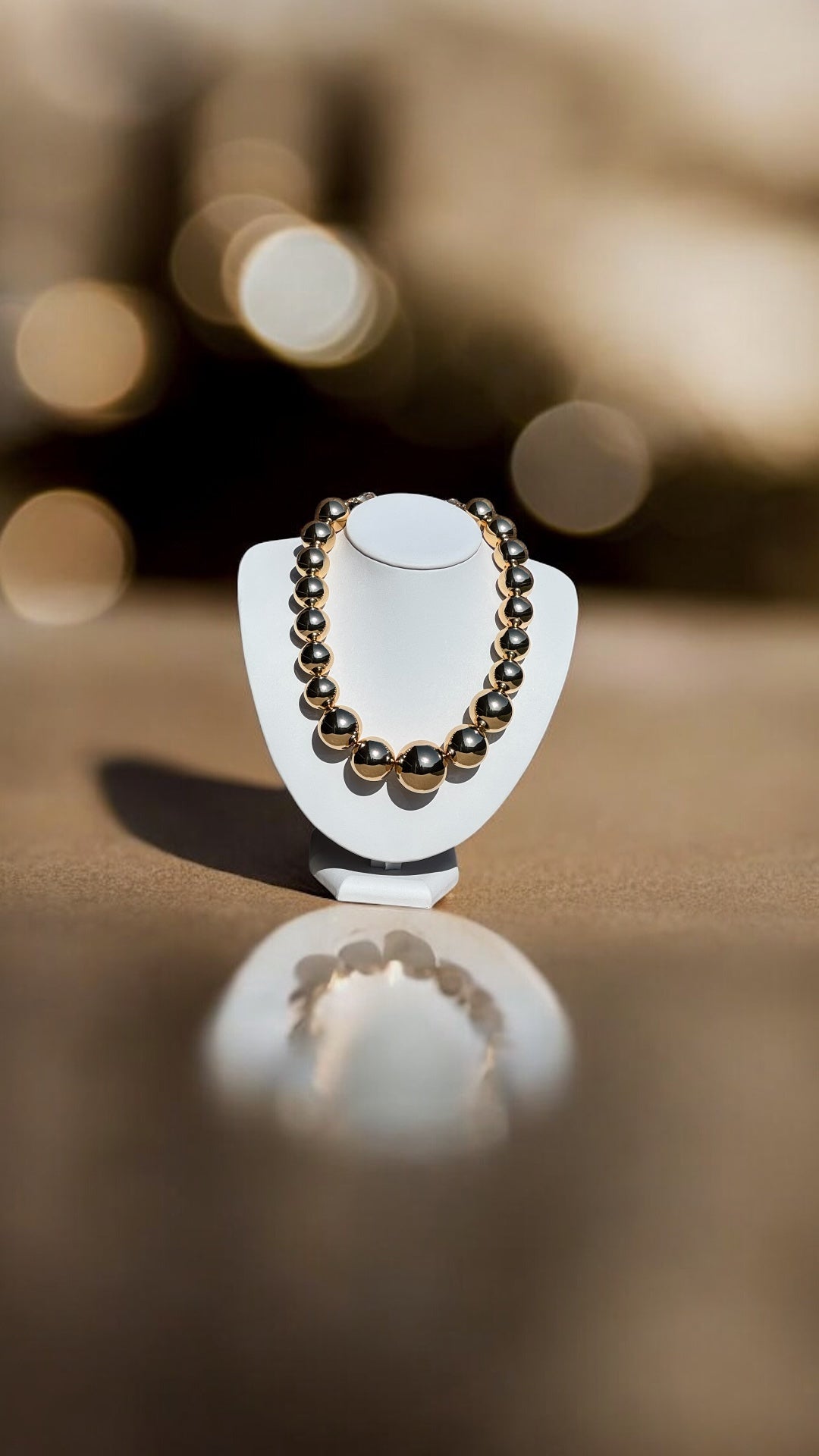 Large Gold Bead Statement Short Collar Necklace - Reed House of Jewels