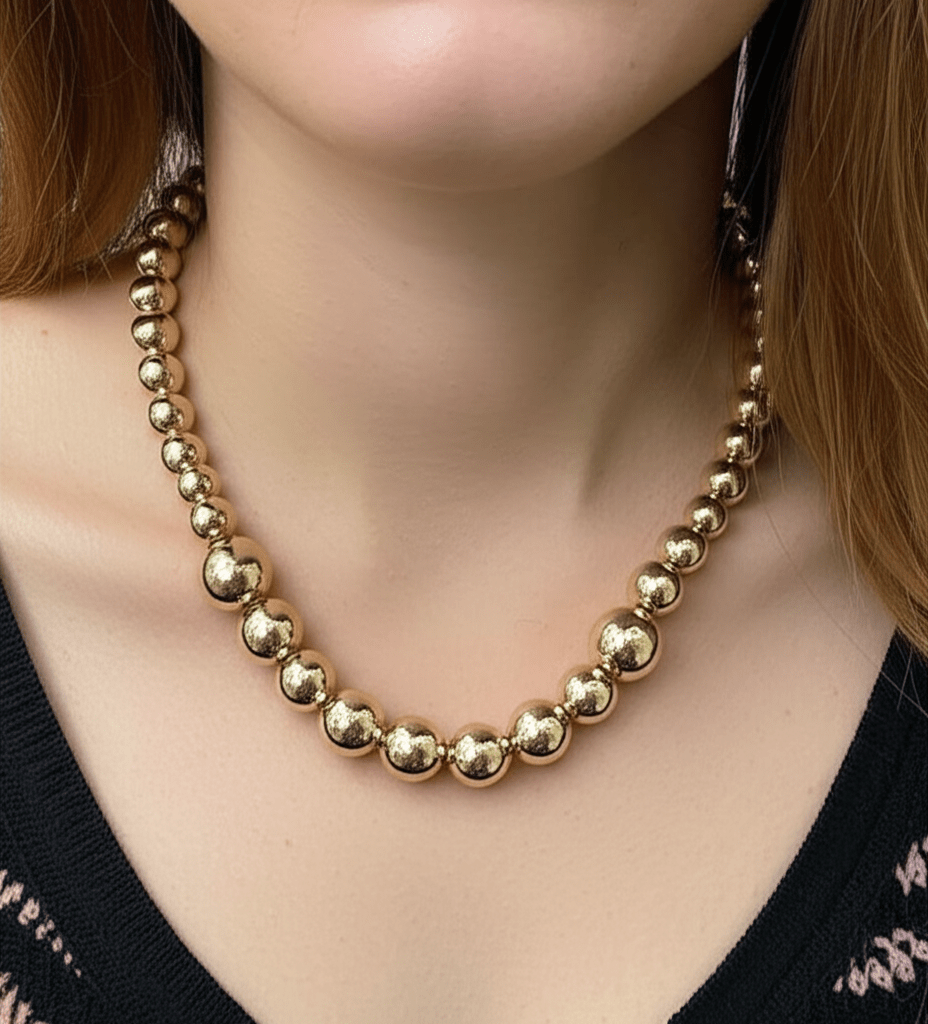 Large Gold Bead Statement Short Collar Necklace - Reed House of Jewels