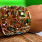 Chunky Multi - Colored Rhinestone Wide Cuff - Reed House of Jewels