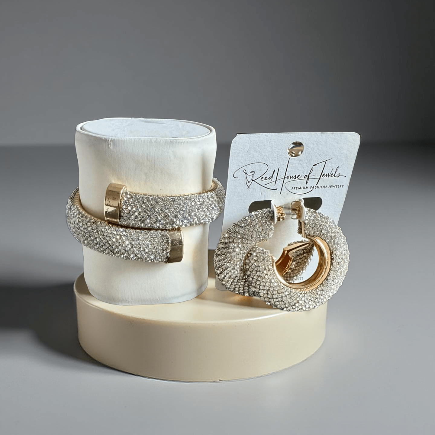 Rhinestone Crusted Wrap Gold Cuff - Reed House of Jewels