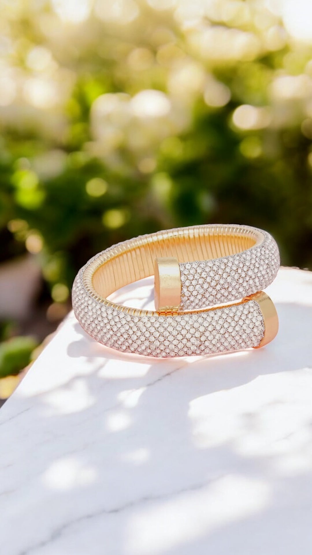 Rhinestone Crusted Wrap Gold Cuff - Reed House of Jewels