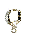 Black Woven Gold Pearl No 5 Bracelet - Reed House of Jewels