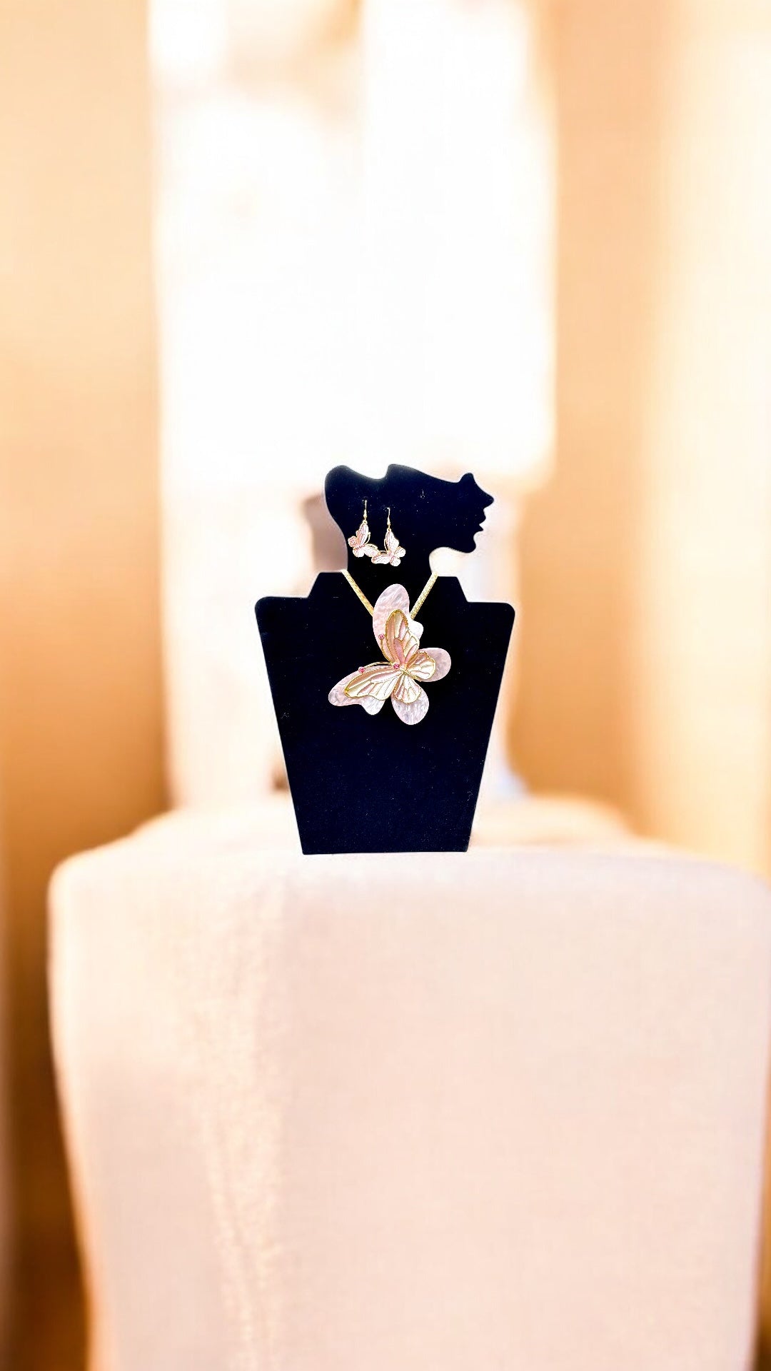 Necklace Light Pink Butterfly Pendant Set - Reed House of Jewels