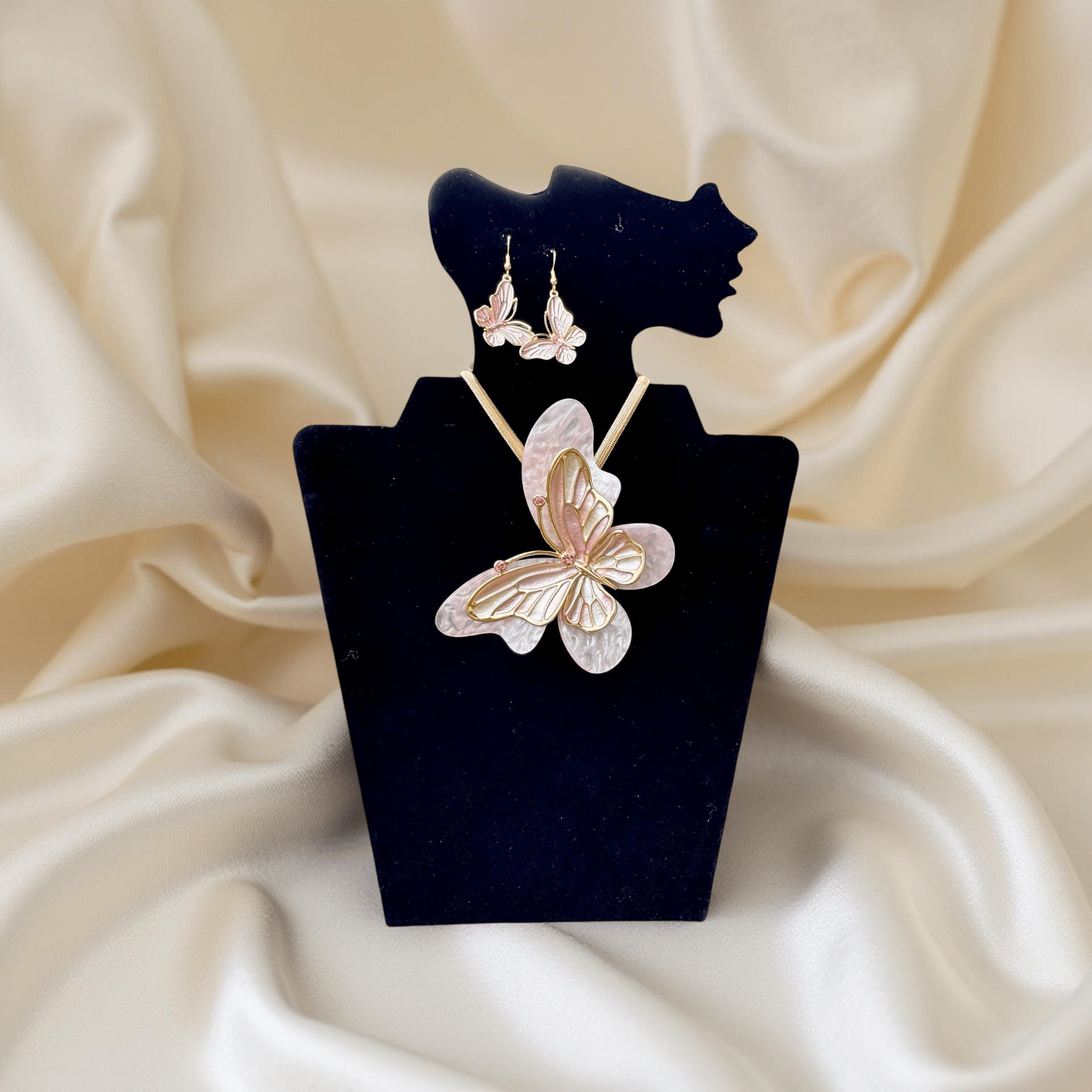 Necklace Light Pink Butterfly Pendant Set - Reed House of Jewels