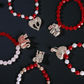 5 Pcs. Red, White, Pearl, Gold Elephant Charms Bracelet Stack - Reed House of Jewels