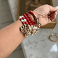 5 Pcs. Red, White, Pearl, Gold Elephant Charms Bracelet Stack - Reed House of Jewels