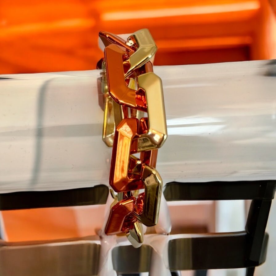 Two Toned Link Chain Bracelet - Orange - Reed House of Jewels