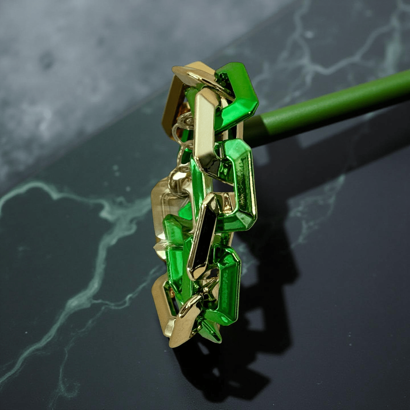 Two Toned Link Chain Bracelet - Green - Reed House of Jewels