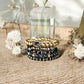 Oval Link Multi Bead Black and Gold Bracelet Stack - Reed House of Jewels