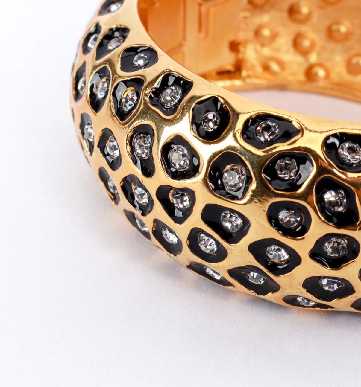 Leopard Print and Crystal Bangle Cuff Bracelet - Reed House of Jewels