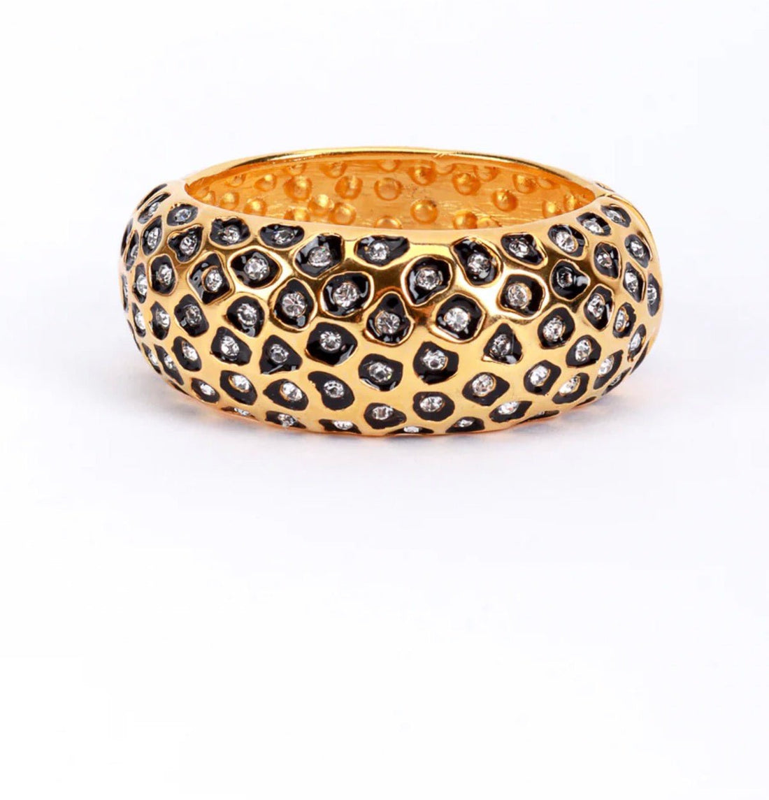 Leopard Print and Crystal Bangle Cuff Bracelet - Reed House of Jewels