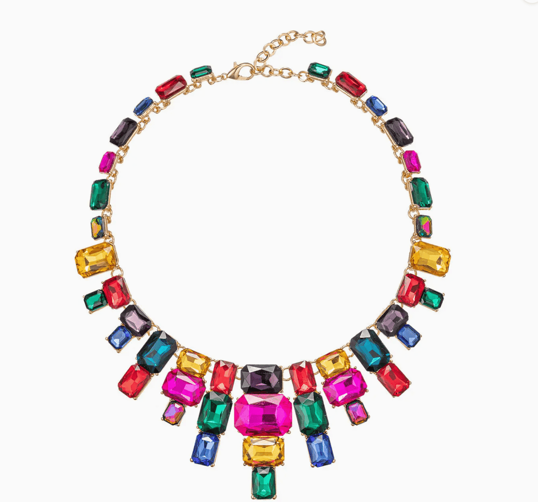 Multi Color Rectangle Crystals Statement - Reed House of Jewels