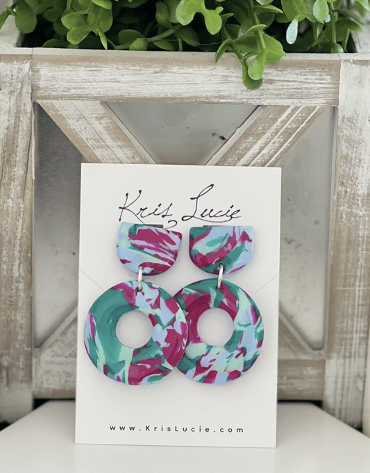 Magenta and Teal Mix Earrings