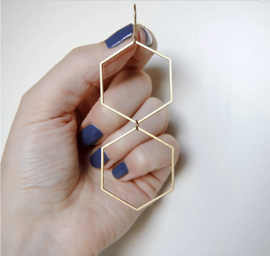 Double Hexagon Earrings