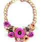 Fuchsia Floral Bouquet Statement Necklace