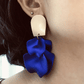 Gold Tone and Cobalt Blue Flower Earrings