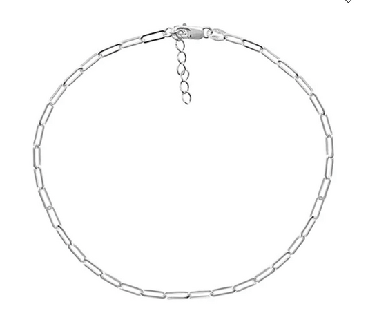 Sterling Silver 9 Inch Paperclip Anklet