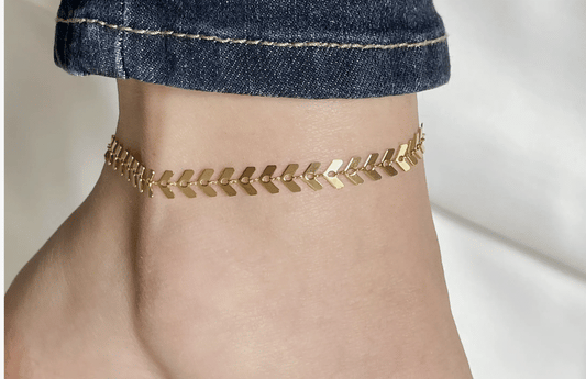 Chevron Chain Anklet - Dainty Silver Anklet