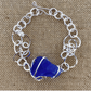 Cultured Sea Glass Linked Bracelet - Cobalt Blue