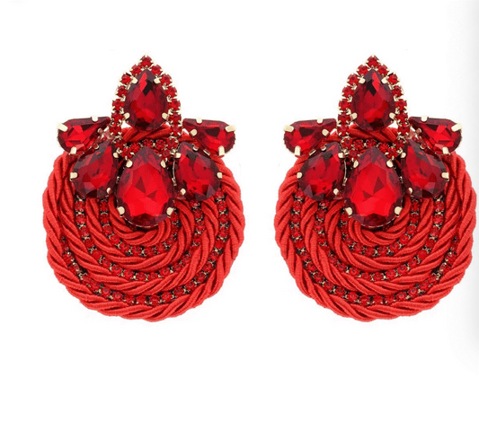 Glam Stud Earring-Red