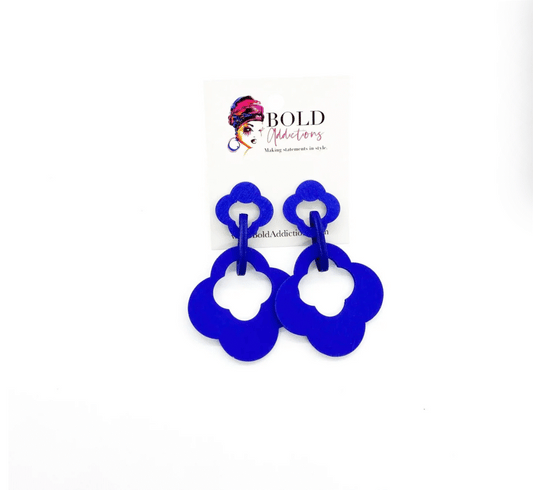 Clover Drop Earrings-Cobalt Blue