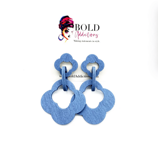 Clover Drop Earrings-Light Blue