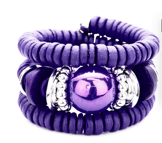 Zara Beaded Stretch Bracelet-Purple