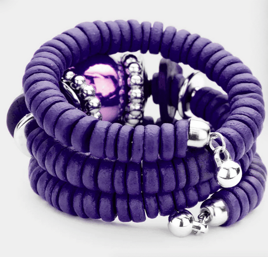 Zara Beaded Stretch Bracelet-Purple