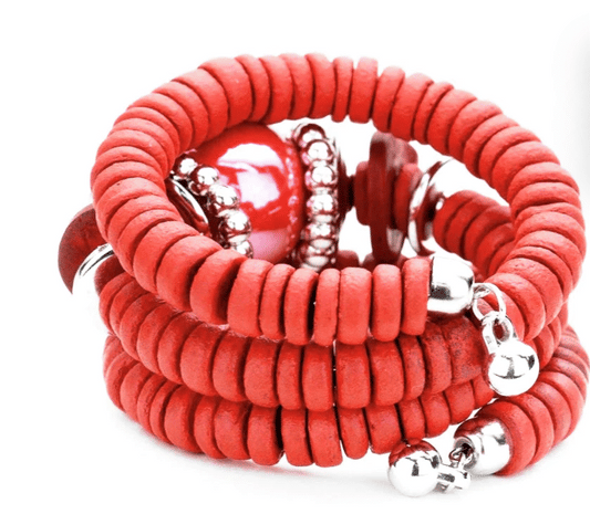 Zara Beaded Stretch Bracelet-Red