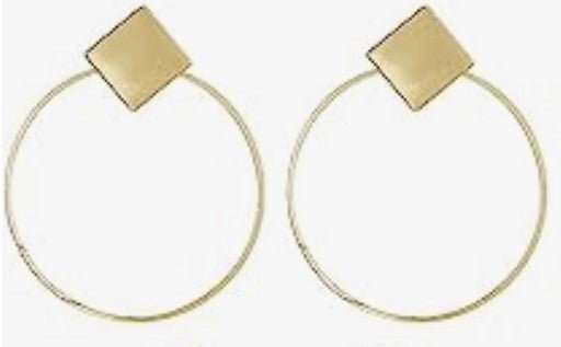 Gold Tone Circle and Diamond Drop Earrings - Reed House of Jewels