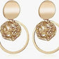 Gold Tone Faux Pearl Ball and Geometric Circle Drop Earrings - Reed House of Jewels