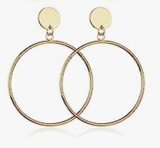 Gold Tone Circle Drop Dangle Earrings - Reed House of Jewels