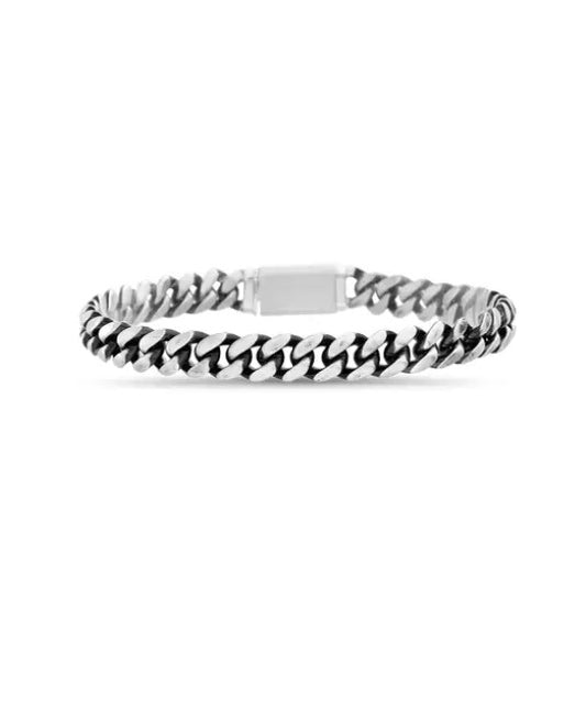 9” Men's Stainless Steel Two - Tone Cuban Chain Bracelet - Reed House of Jewels