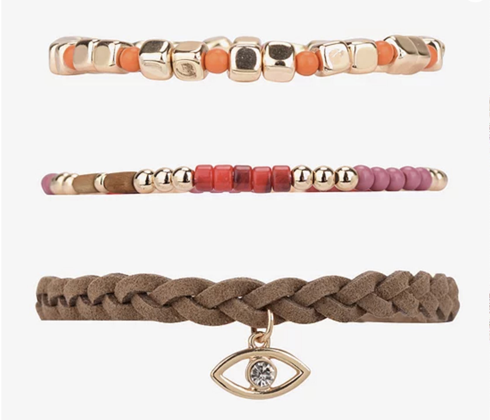 Gold Tone 3 - pc. 7.5 Inch Evil Eye Bracelet Set - Reed House of Jewels