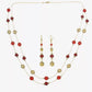 Red and Gold Beaded Necklace & Drop Earring Jewelry Set - Reed House of Jewels