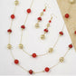 Red and Gold Beaded Necklace & Drop Earring Jewelry Set - Reed House of Jewels