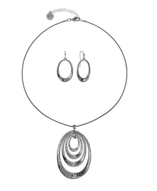 Grey Hematite Pendant Necklace And Drop Earring 2 - pc. Jewelry Set - Reed House of Jewels