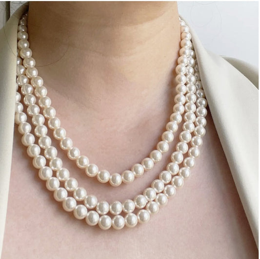 Three Strand Blush Pink Pearl Necklace - Reed House of Jewels