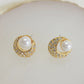 Gold, Pearl, and CZ Vintage Style Stud Earrings - Reed House of Jewels