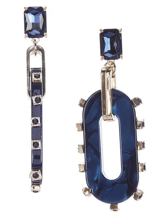 Dark Blue Resin Drop Statement Earring - Reed House of Jewels