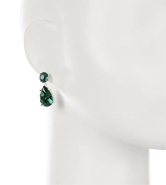 Emerald Faceted Round & Teardrop Stone Drop Earrings - Reed House of Jewels