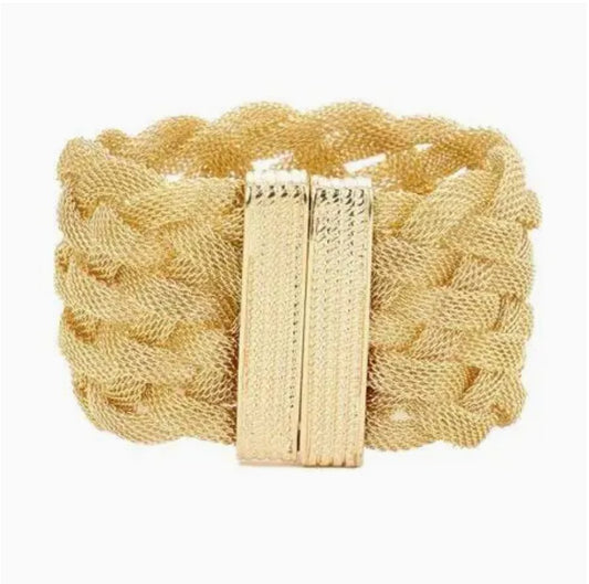 Gold Tone Braided Mesh Detail Bracelet - Reed House of Jewels