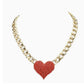 Red Heart Rhinestone Pave Chunky Metal Chain Necklace - Reed House of Jewels