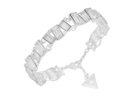 Silver - Tone Baguette Clear Stone Flex Bracelet - Reed House of Jewels