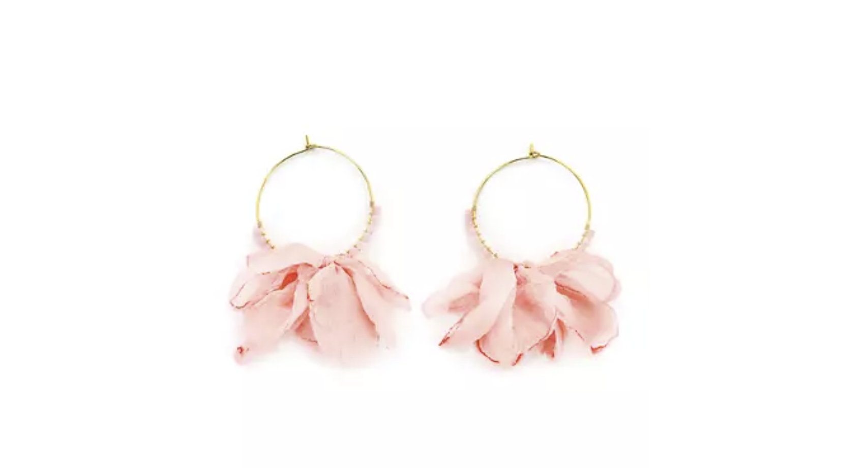Pink Fabric Petals Hoop Earrings - Reed House of Jewels