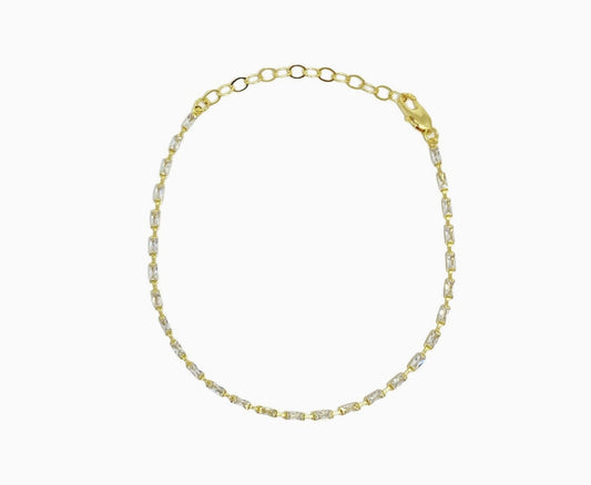 18k Gold Filled in Crystal Baguette Anklet - Reed House of Jewels