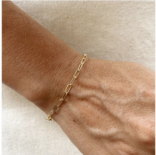 18k Gold Filled Short Link Paperclip Bracelet - Reed House of Jewels