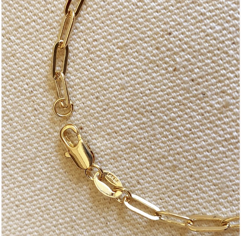 18k Gold Filled Short Link Paperclip Bracelet - Reed House of Jewels