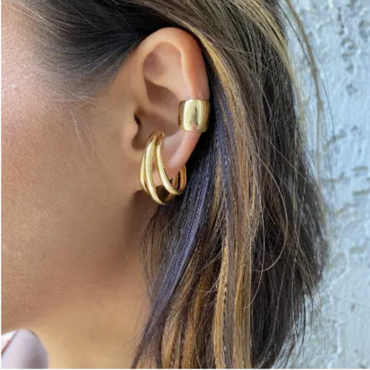 Bold 18k Gold Filled Plain Ear Cuff Earrings - Reed House of Jewels